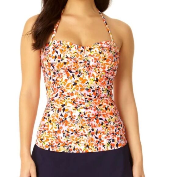 Anne cole Women's Twist Front Bandeau Swim Top size Small - Picture 1 of 13